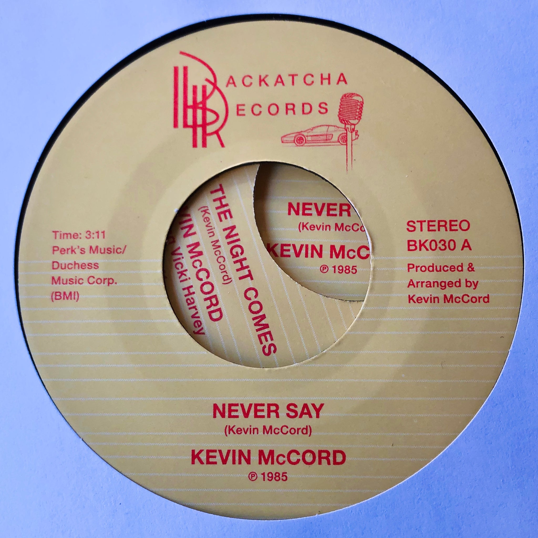 Kevin McCord - Never Say / When The Night Comes – Salt Box Records