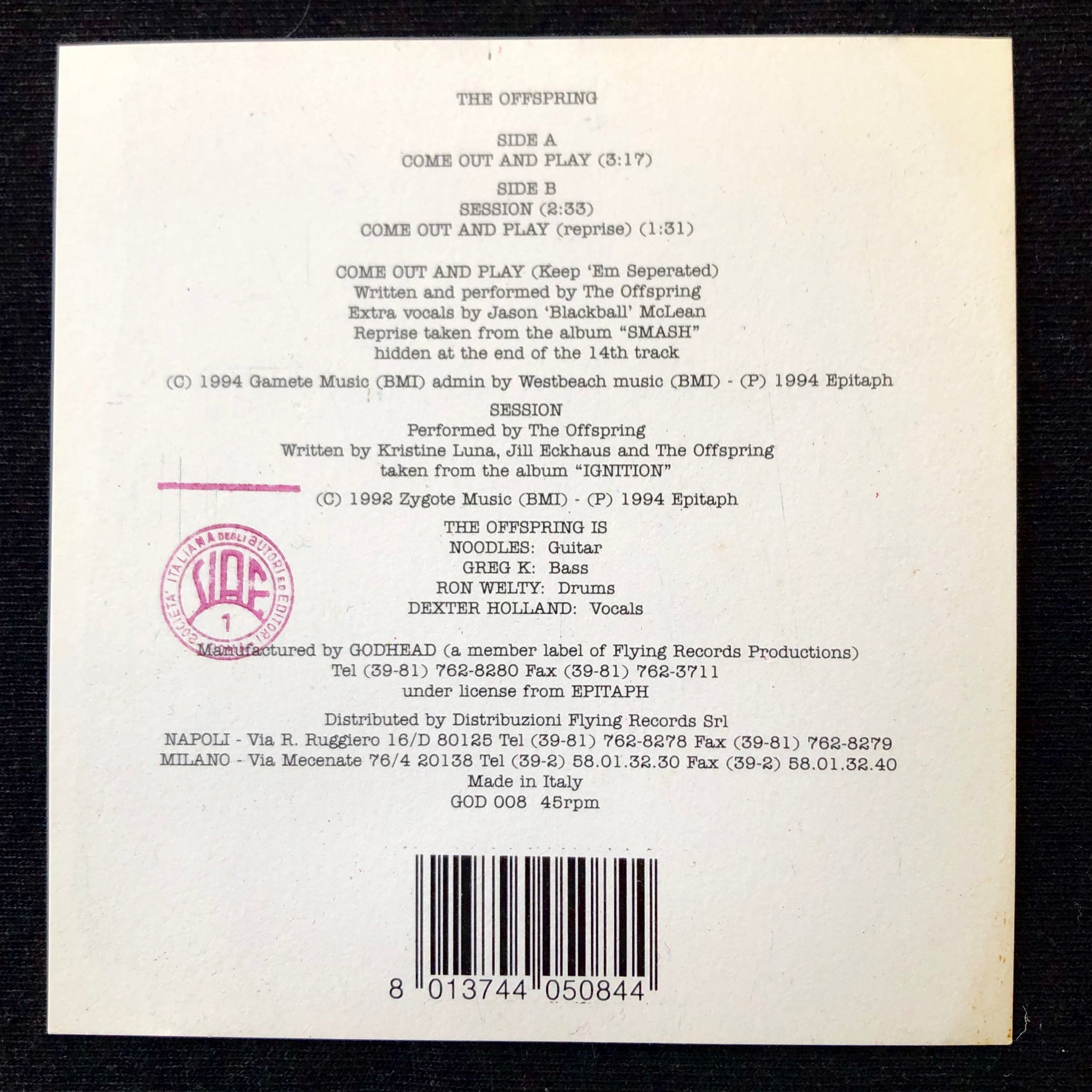 Offspring/Come Out And Playレコード7インチ1994年 LTcxOTcuanBlZw.jpeg